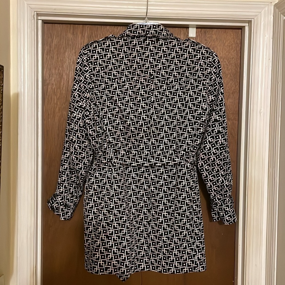 Style & Co black and white geometric pattern pea coat​ - Picture 4 of 5